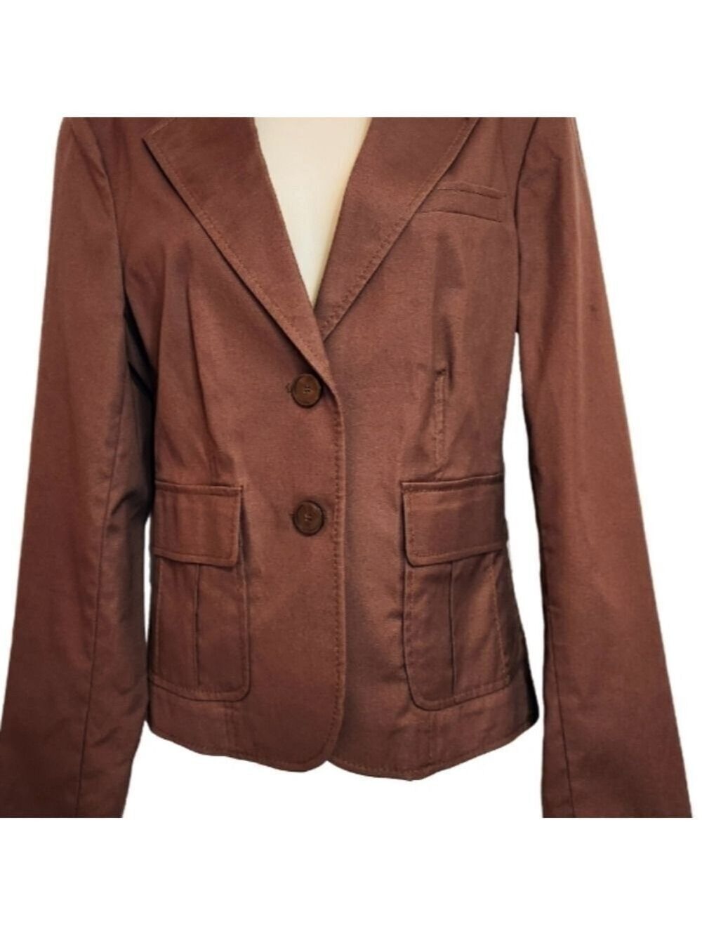 The Limited Brown Cotton Blend Fitted Career Blazer Jacket Size 8 - Picture 3 of 10